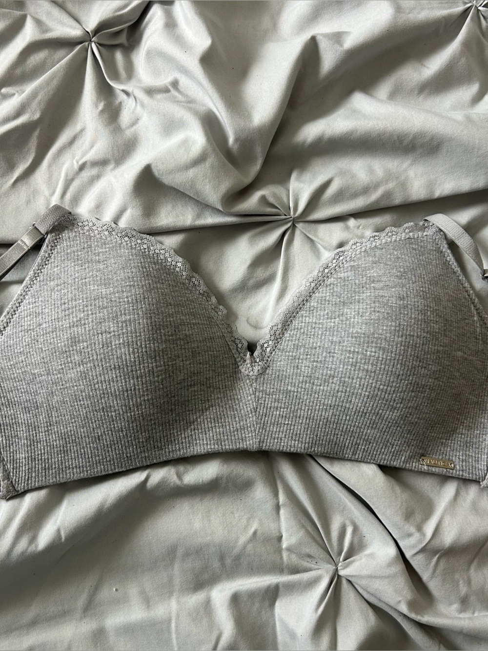 Nautica (34C) Gray Wireless Lace Bra